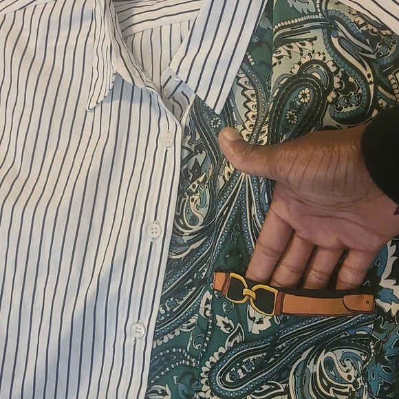 Zara Woman Striped Paisley Print Shirt - Picture 8 of 8